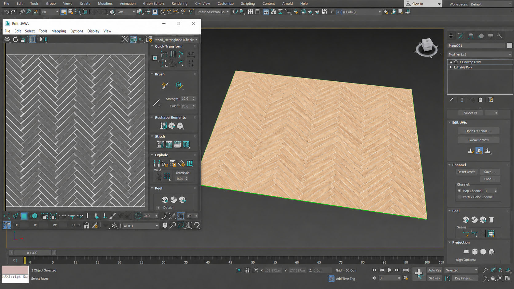Интерфейс графического редактора с созданием укладки пола «ёлочкой»